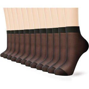 12 Pairs Ankle Nylon Socks for Women - 20D Sheer Pantyhose Socks